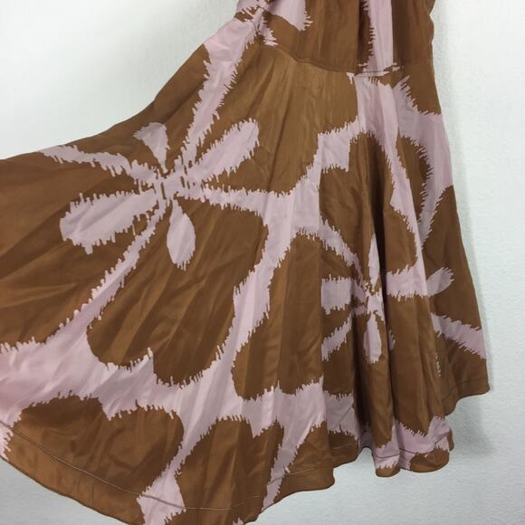 Diane Von Furstenberg Naro Midi Dress Size 4 100% Silk Tan Floral Halter DVF - Picture 9 of 14